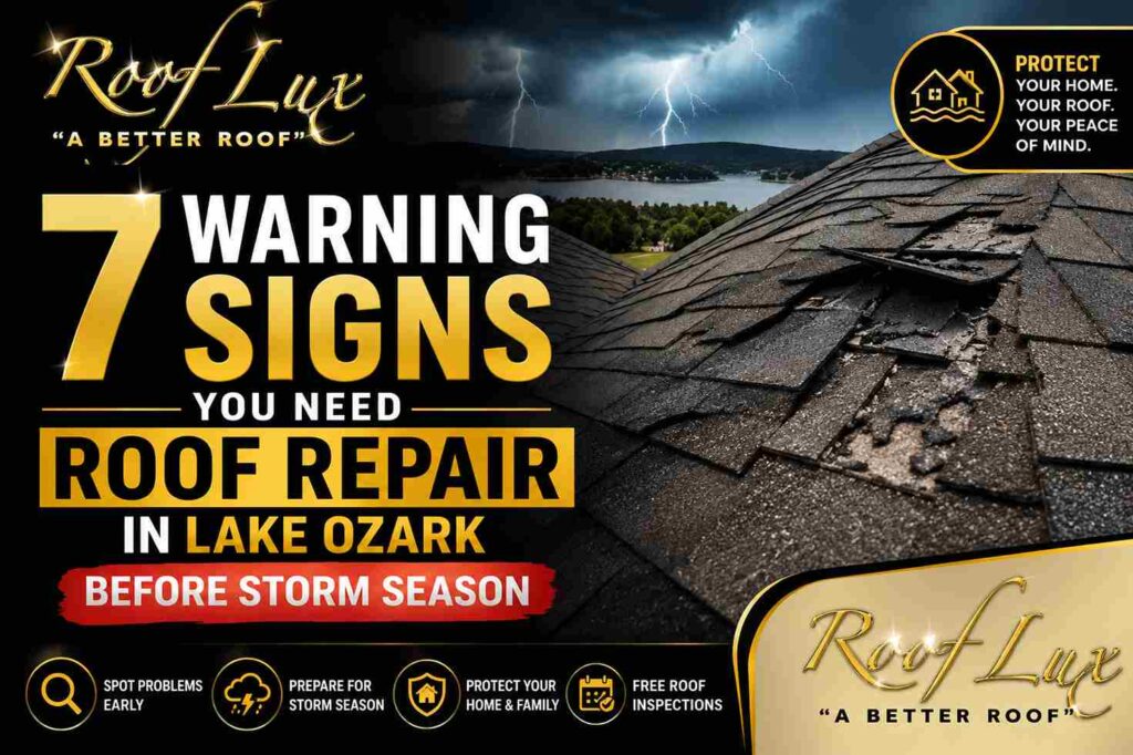 Roof repair signs for Lake Ozark, MO homeowners before storm season