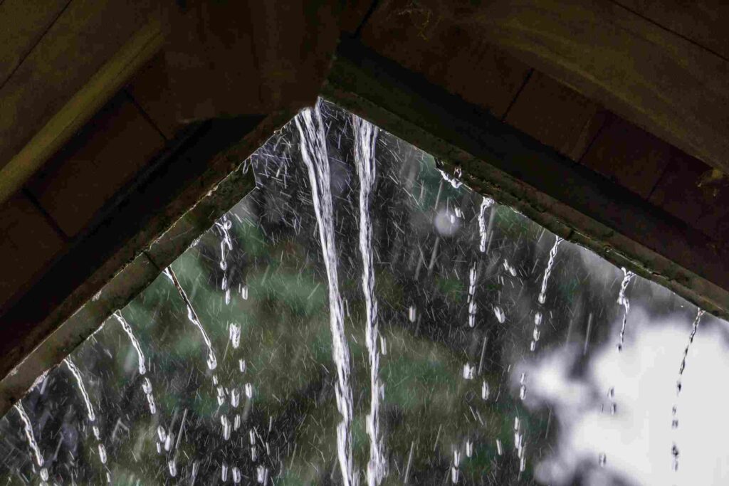 heavey rain and roof leak damage